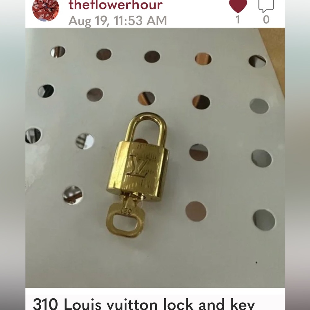 Authentic Louis Vuitton Lock & Key, Gold Brass.#310. Includes Long 30” Chain.EUC